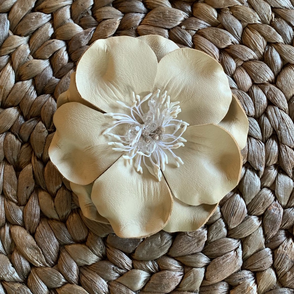 Leather Ivory Brooch